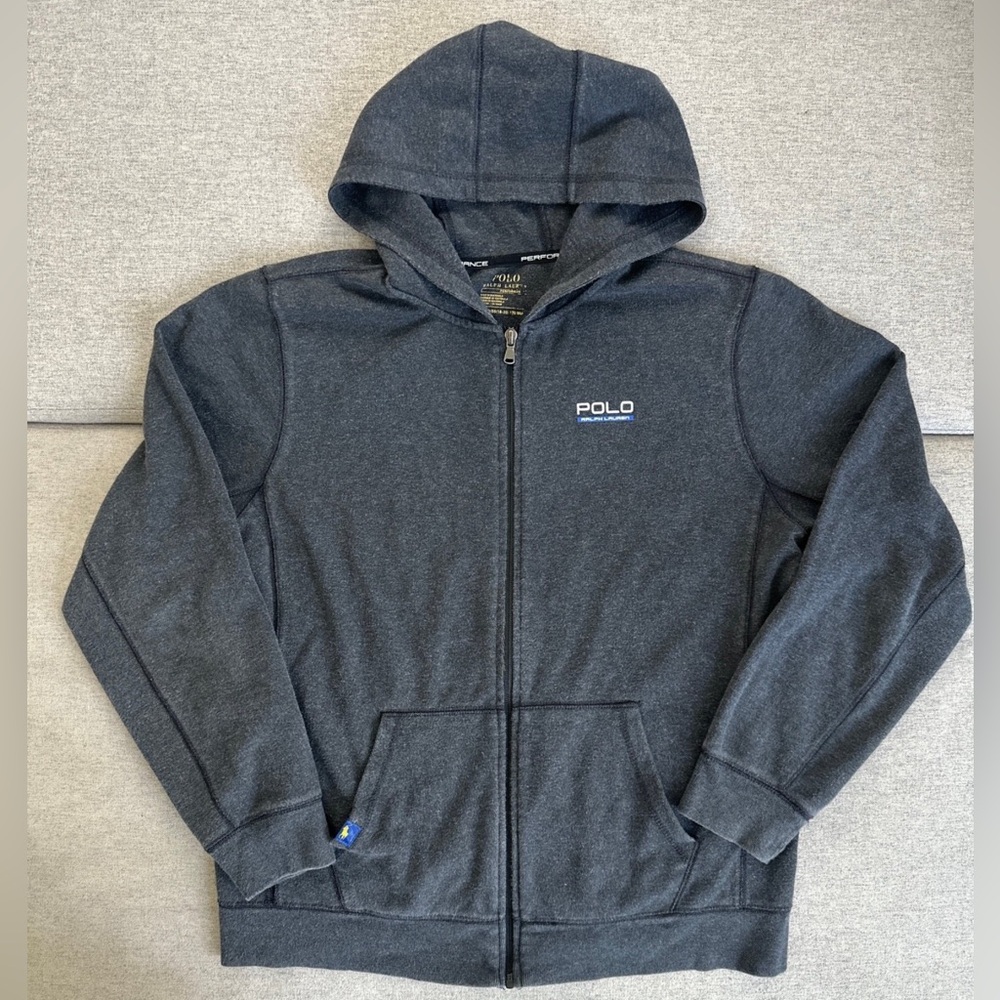 Polo Ralph Lauren Hoodie Track Jacket Youth Size XL Gray Zip